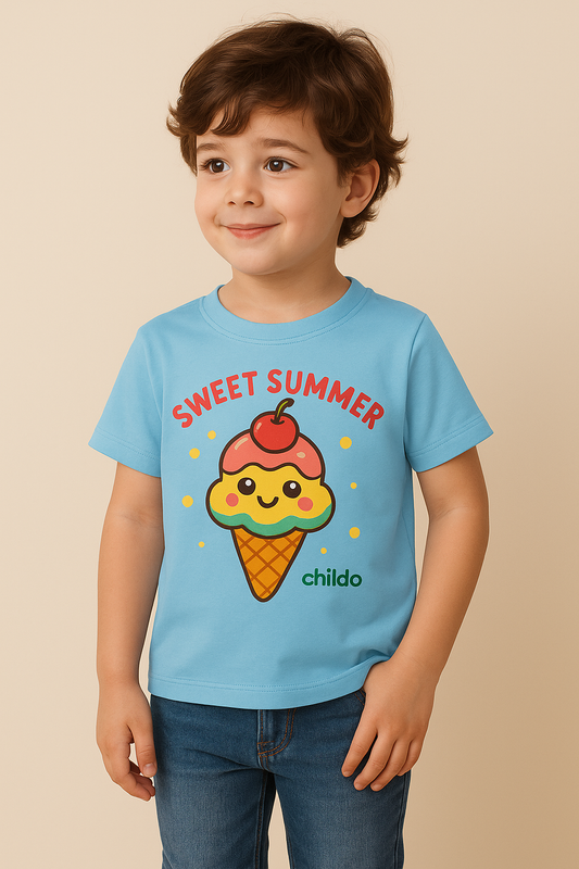 "Childo" Kids T-Shirt – 100% Cotton- Sky Blue