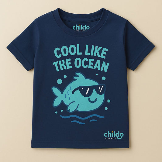 "Childo" Kids T-Shirt – 100% Cotton - Navy Blue